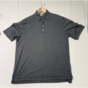 Iliac Men’s golf polo shirt luxury hybrid size XL black striped short sleeve